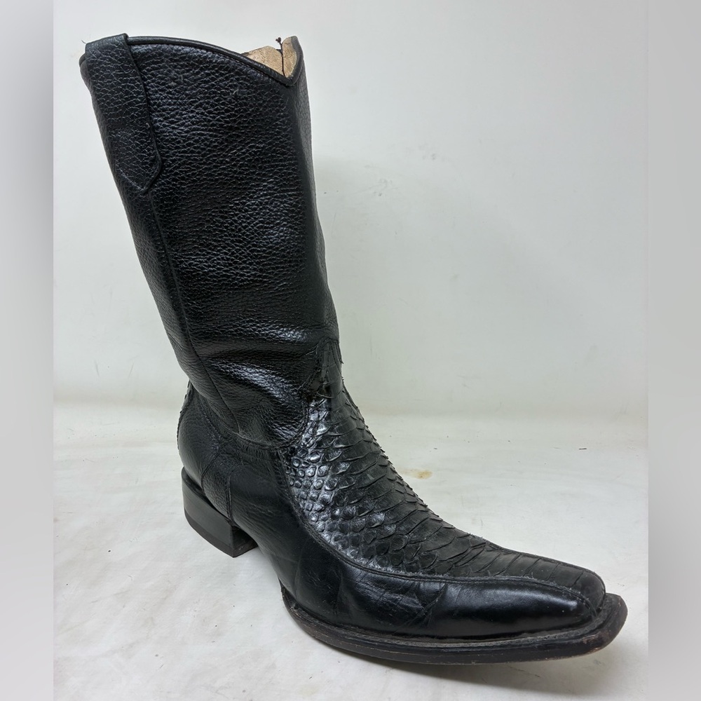 Forstero Genuine Python Black Leather Western Boo… - image 1
